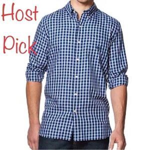Chaps by Ralph Lauren Easy Care Twill Plaid Shirt in Blue/White Men’s 2XLT